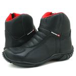 305AT-Bota motociclista couro semi impermeável protetores de borracha na cor preto
