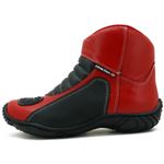 305AT-Bota motociclista couro semi impermeável protetores de borracha na cor vermelho preto