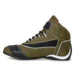 310AT-Tênis para motociclista com refletivo de cano alto de couro oliva legitimo 