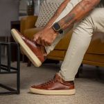 29001LC-Tenis Masculino em couro forrado palmilha gel conforto – LECAS Marrom