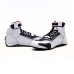 Tenis Motociclista Cano alto Couro forro tex espumado 311AT preto branco