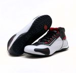 312AT-Tênis para motociclista em couro legitimo com refletivo de cano baixo na cor branco preto