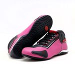 312AT-Tênis para motociclista em couro legitimo com refletivo de cano baixo na cor pink e preto