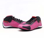 312AT-Tênis para motociclista em couro legitimo com refletivo de cano baixo na cor pink e preto