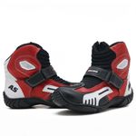 406AT- Bota para motociclista AS-RACING em legitimo couro natural reforçada preto e branco vermelho