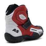 406AT- Bota para motociclista AS-RACING em legitimo couro natural reforçada preto e branco vermelho