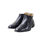 575DI-Botina Masculina, urbana em couro pelica forrado preto