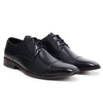 2451LCS-Sapato Social Masculino couro forrado couro conforto Preto