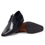 2451LCS-Sapato Social Masculino couro forrado couro conforto Preto