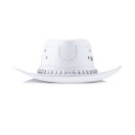 1651KP-Chapéu Unissex Estilo Americano Couro Linha Barretos Branco