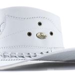 1651KP-Chapéu Unissex Estilo Americano Couro Linha Barretos Branco