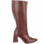 23020FP Bota Feminina Montaria bico fino Cano Alto conforto Marrom