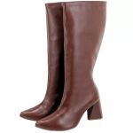 23020FP Bota Feminina Montaria bico fino Cano Alto conforto Marrom