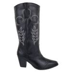 23011FP-Feminina Estilizada moda Country conforto Preto