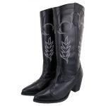 23011FP-Feminina Estilizada moda Country conforto Preto