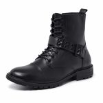 9166LCS- On de Masculina de couro Coturno forte forrado. Preto