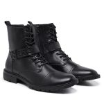 9166LCS- On de Masculina de couro Coturno forte forrado. Preto