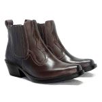 1600KPV05-Bota Country Masculina Em Couro Nobre Legítimo Marrom