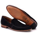 58854TCW-Sapato Social Masculino feito a mão em couro Loafer premium 58854 preto camurça