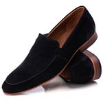 58854TCW-Sapato Social Masculino feito a mão em couro Loafer premium 58854 preto camurça