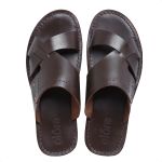 R27TCW-Sandalia Masculina couro descanso, elegancia conforto Marrom