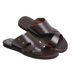 R27TCW-Sandalia Masculina couro descanso, elegancia conforto Marrom