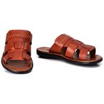 R16TCW-Sandalia Masculina couro descanso, elegancia conforto Bronze