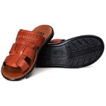 R16TCW-Sandalia Masculina couro descanso, elegancia conforto Bronze