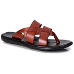 R15TCW-Sandalia Masculina couro descanso, elegancia conforto Marrom