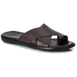 R14TCW-Sandalia Masculina couro descanso, elegancia conforto Marrom