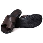 R14TCW-Sandalia Masculina couro descanso, elegancia conforto Marrom