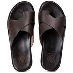 R14TCW-Sandalia Masculina couro descanso, elegancia conforto Marrom