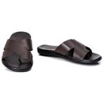 R14TCW-Sandalia Masculina couro descanso, elegancia conforto Marrom