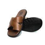 R24TCW-Sandalia Masculina de couro descanso, elegancia e conforto para seus pés Marrom
