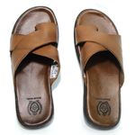 R24TCW-Sandalia Masculina de couro descanso, elegancia e conforto para seus pés Marrom