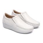 080MGR-Sapato Feminino de couro natural conforto e elegância Branco