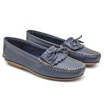 010MGR-Mocassim Feminino de couro natural conforto elegancia Azul