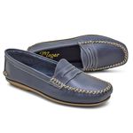 004MGR-Mocassim Feminino de couro natural conforto elegancia Azul
