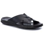R9TCW-Sandalia Masculina de couro descanso, elegancia e conforto para seus pés Preto
