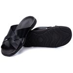 R9TCW-Sandalia Masculina de couro descanso, elegancia e conforto para seus pés Preto