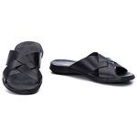 R9TCW-Sandalia Masculina de couro descanso, elegancia e conforto para seus pés Preto