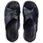 R9TCW-Sandalia Masculina de couro descanso, elegancia e conforto para seus pés Preto