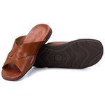 R10TCW-Sandalia Masculina de couro descanso, elegancia e conforto para seus pés Marrom