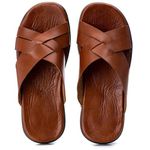 R10TCW-Sandalia Masculina de couro descanso, elegancia e conforto para seus pés Marrom