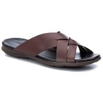 R8TCW-Sandalia Masculina de couro descanso, elegancia e conforto para seus pés Marrom