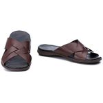 R8TCW-Sandalia Masculina de couro descanso, elegancia e conforto para seus pés Marrom