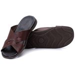 R8TCW-Sandalia Masculina de couro descanso, elegancia e conforto para seus pés Marrom