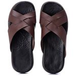 R8TCW-Sandalia Masculina de couro descanso, elegancia e conforto para seus pés Marrom