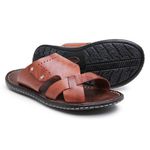 R6TCW-Sandalia Masculina couro descanso,elegancia conforto Marrom
