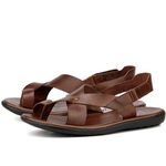 R4TCW-Sandalia Masculina couro descanso,elegancia conforto Marrom